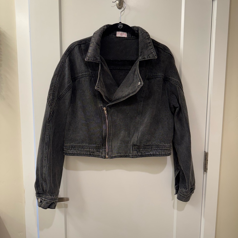 NWOT Pink Lily Black Denim Women's Jacket